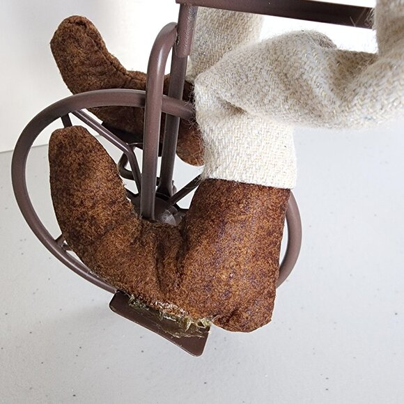 THANKSGIVING GNOME Riding a Bicycle w/ Felt Plush Orange Pumpkin on Bike - Picture 5 of 8